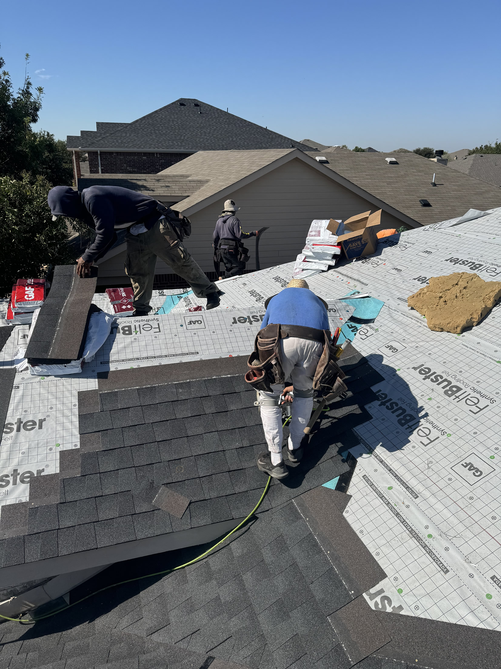 Roofing in progress