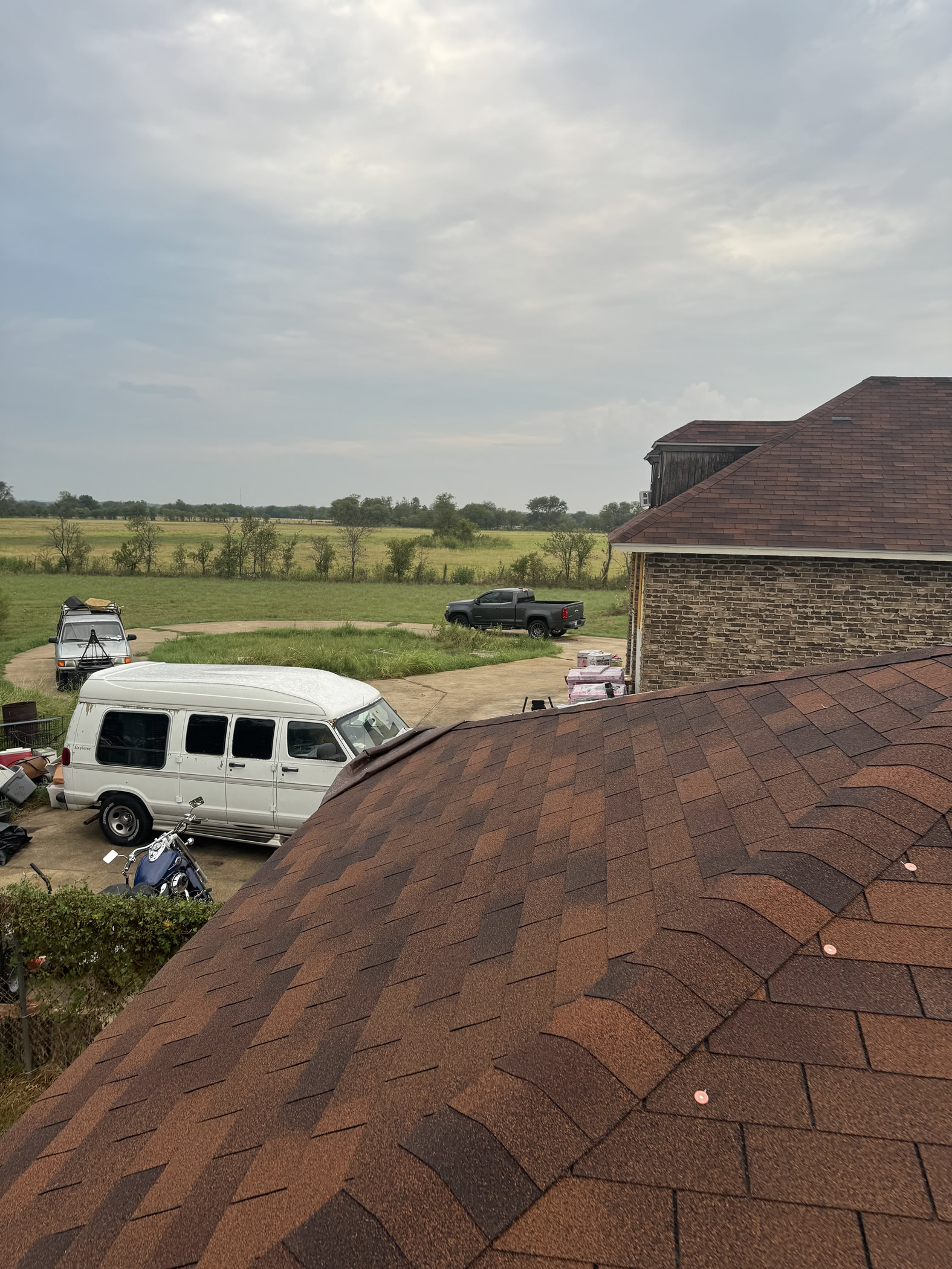 Completed roofing work
