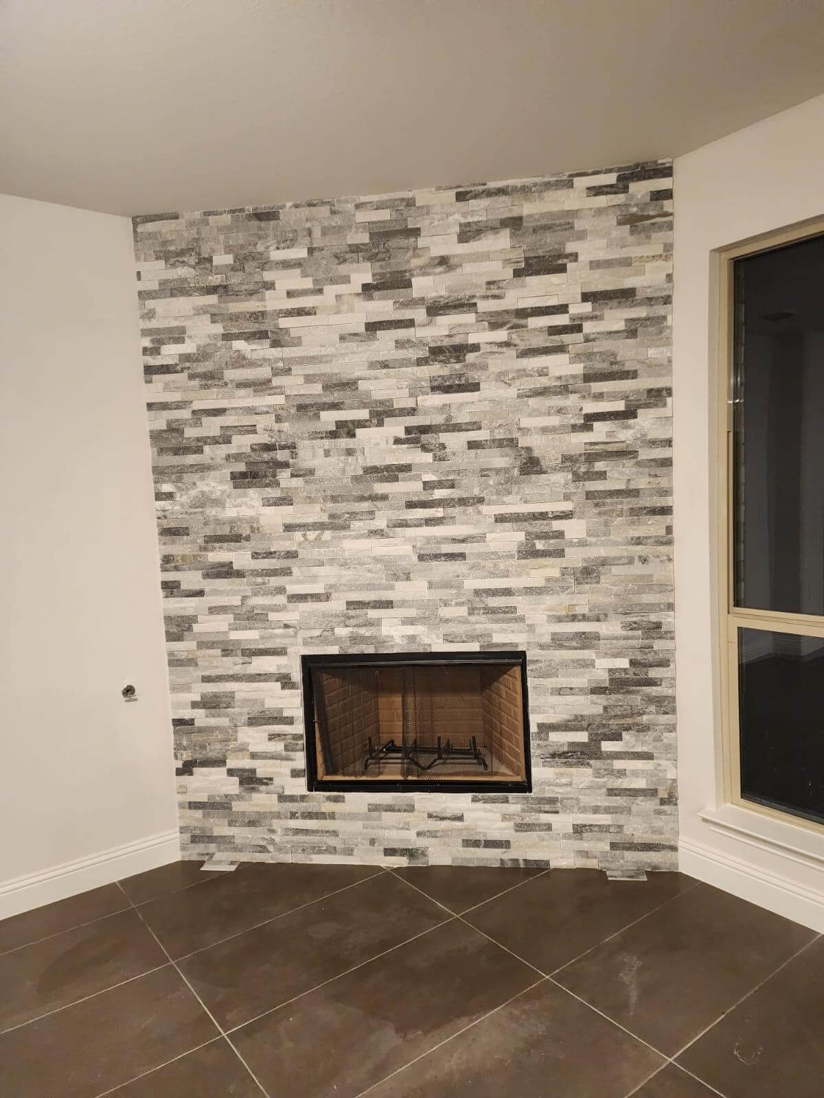 Fireplace tile installation