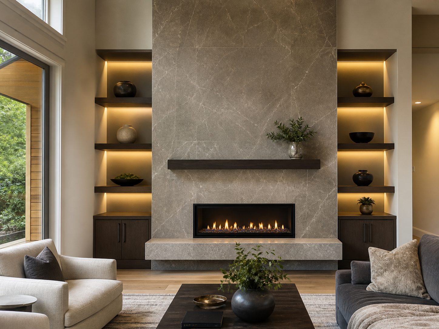 Modern fireplace remodeling project